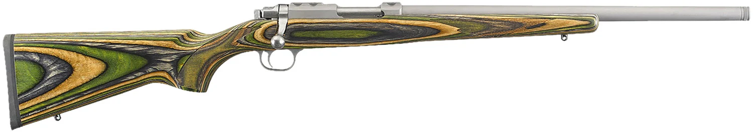 Ruger 7219 77/17 17 WSM 6+1 18.50" Threaded Barrel, Matte Stainless Steel, Integral Scope Mounts On Solid Steel Receiver, Green Mountain Laminate Stock