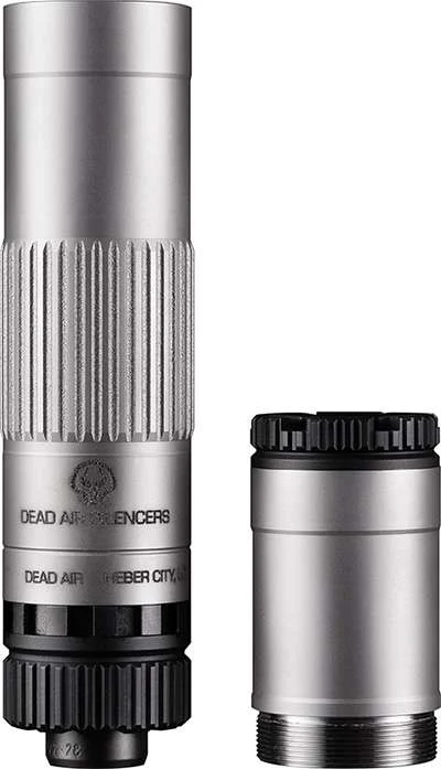 DEAD AIR MOJAVE 9 SILVER MODULAR 9MM SILNCR GMS LOW BACK PRESSURE W/ 1/2-28 PSTN